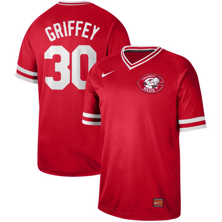 Men Cincinnati reds 30 Griffey Red Nike Cooperstown Collection Legend V-Neck MLB Jersey